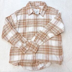 American Eagle Outfitters Brown and White Plaid Shirt